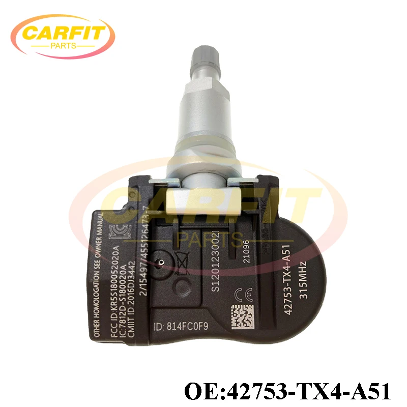 Новый OEM 42753-TX4-A51 42753TX4A51 42753-TX4-A512-M1 42753TX4A512M1 Датчик давления в шинах TPMS для Acura MDX RDX RLX