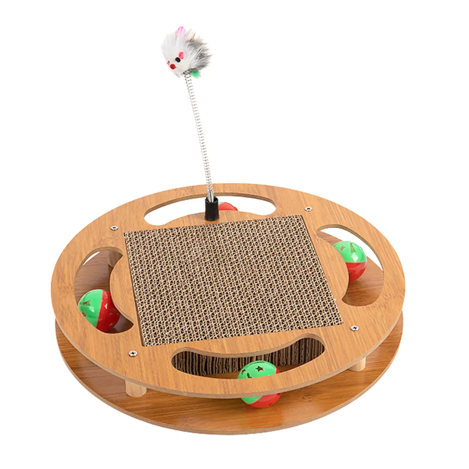 

NEW2023 Multifunctional Scratching Pad Interactive Scratcher Mat Wooden Base Scratching Pad Feathers Toys For Indoor