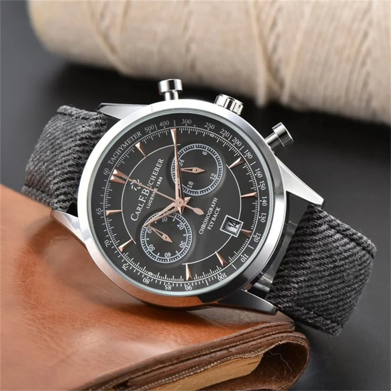 

2023 New Carl F. Bucherer Watch for Men Malelon Series Fashion Business Chronograph Top Strap Automatic Date Quartz wristwatch
