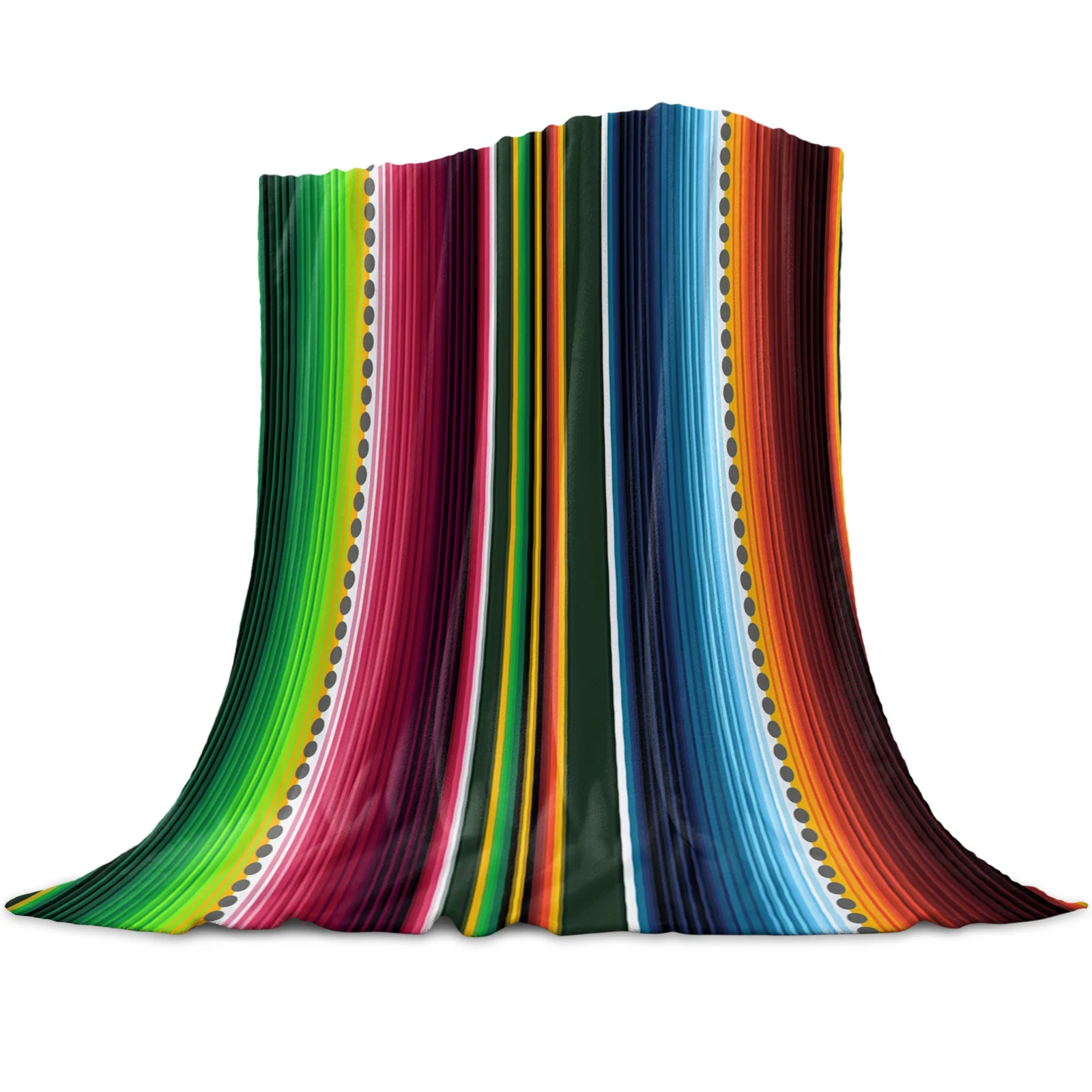 

Mexican Stripes Colorful Stripes Coral Fleece Blanket Soft Warm Outdoor Travel Throw Blankets Adult Kids Winter TV Blankets King