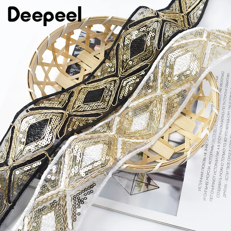 2/5 метров Deepeel 48 мм кружевная ткань в этническом стиле лента с блестками сетчатая
