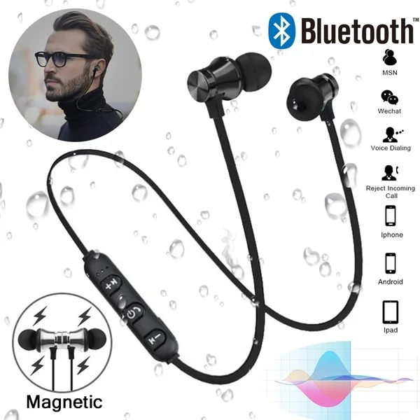 Магнитные беспроводные наушники Bluetooth 5,0, спортивные водонепроницаемые наушники с шейным ободом, стерео Hi-Fi гарнитура с микрофоном для мобильного телефона 