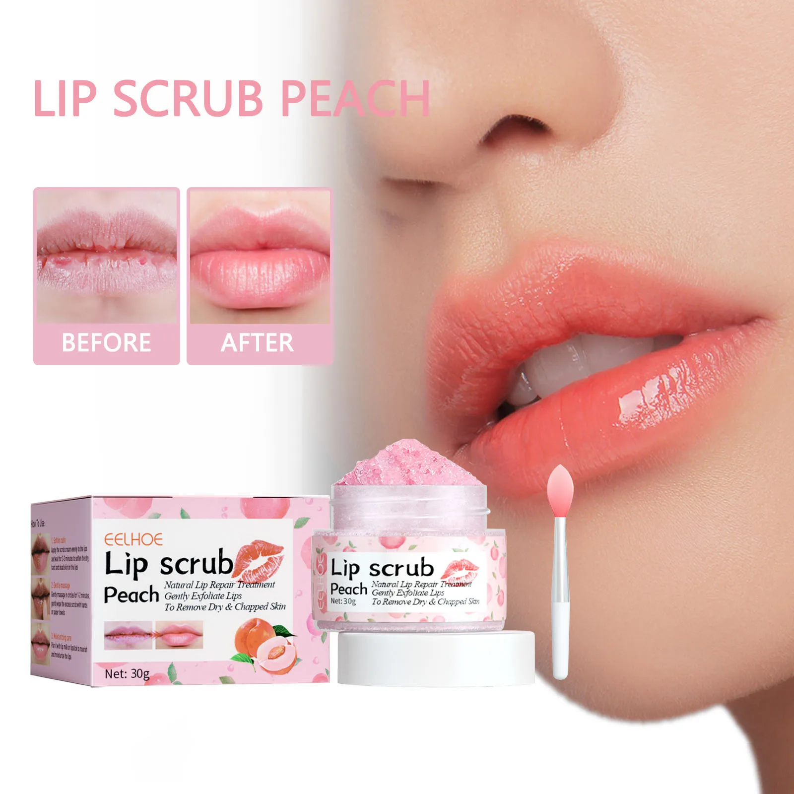 

Exfoliating Lip Scrub Moisturizing Lip Balm Lip Brightening Sleep Mask Repair Lip Wrinkles Peach Exfoliate Dry Chapped Lips Care