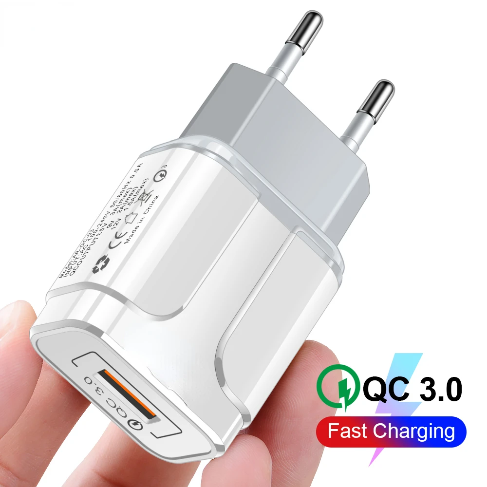 

Quick Charge 3.0 USB Charger 18W QC 3.0 4.0 EU US Fast Travel Wall Mobile Phone Charger For iphone