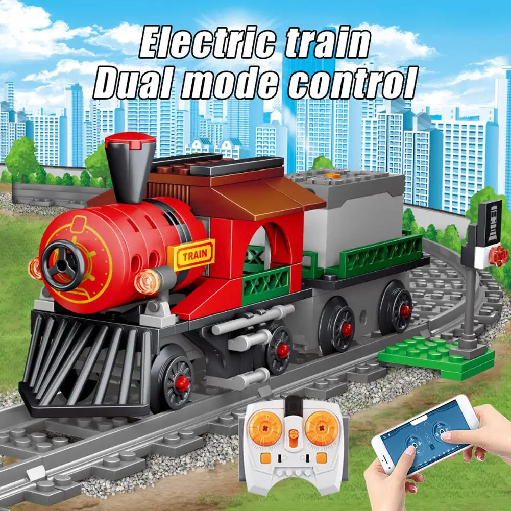 

148pcs Technology City Electric Harmony Rail App Remote Control Old Classic RC Train Car Building Blocks Toy for Boy