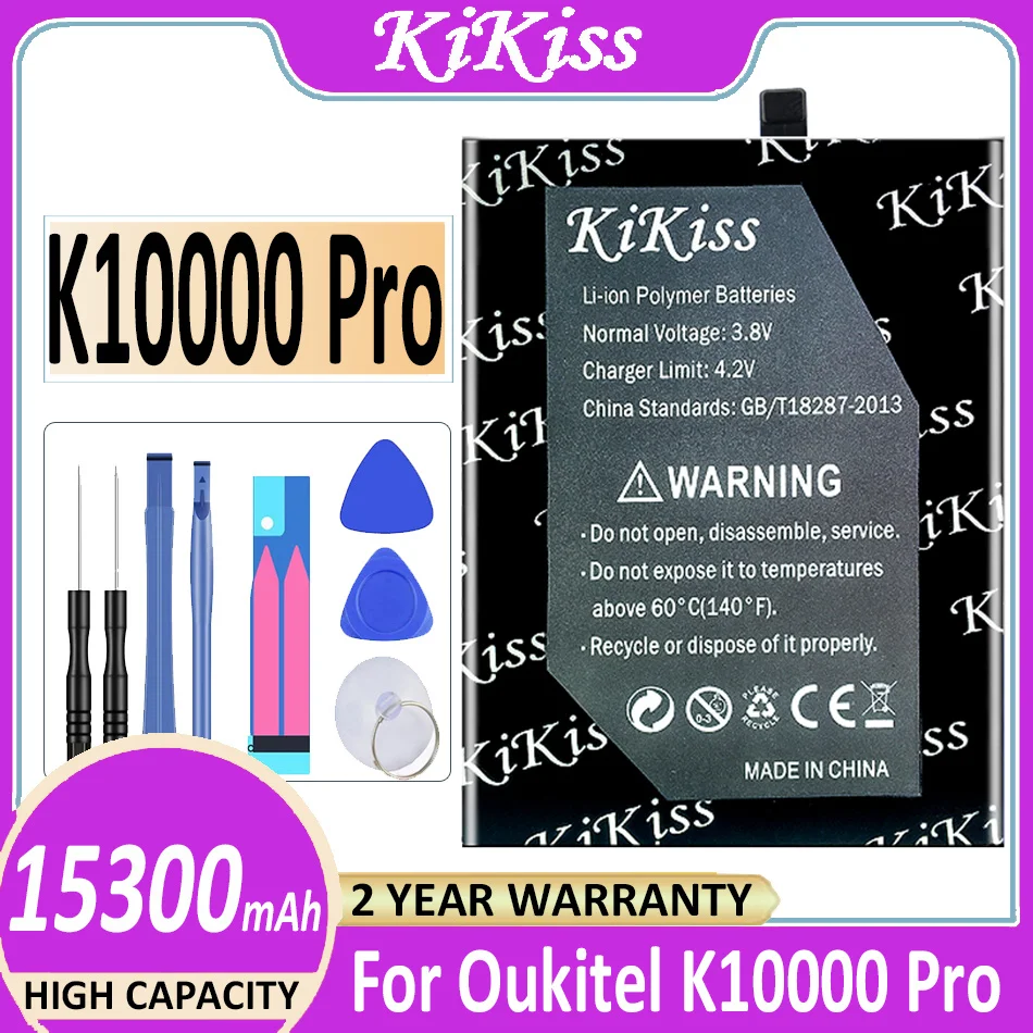 

KiKiss 15300mAh K 10000 Pro Battery For Oukitel K10000 Pro K10000Pro Phone High Quality Battryia + Repair Tools Kit