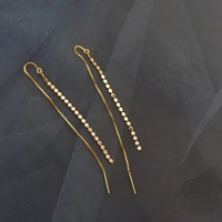 925 sterling silver discs tassel long ear line 14k gold plated for women bohemian shiny korean earrings jewelry earrings