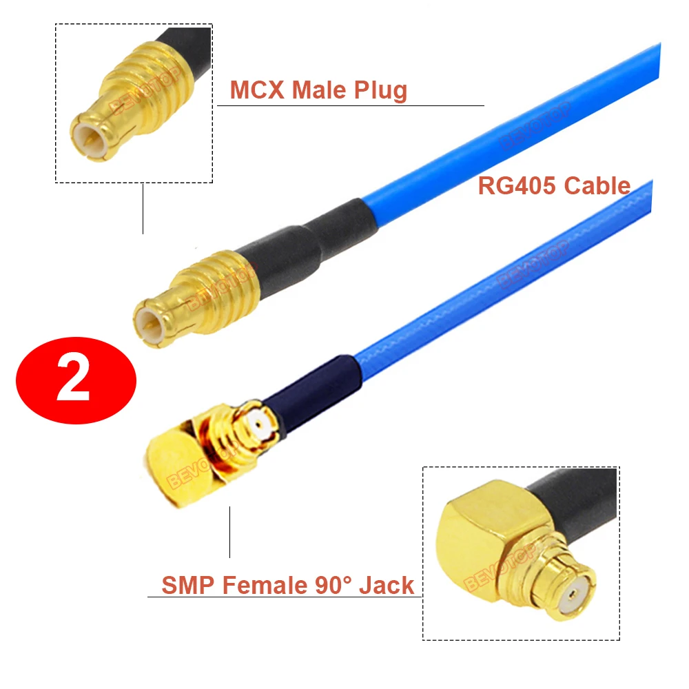 Кабель MCX на SMP RG405 штекер штекер/гнездо джемпер высокочастотный 086 Pigtail BEVOTOP 1 шт.