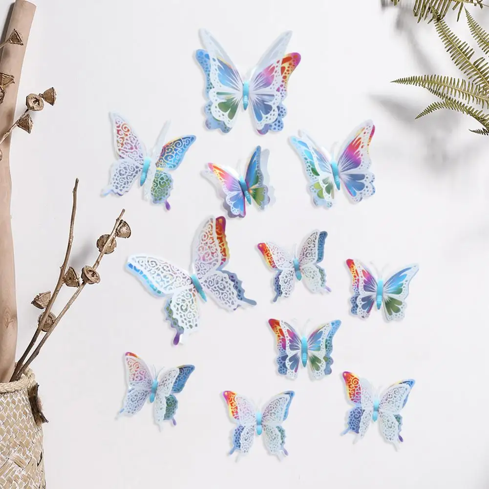 

12Pcs Butterfly Stickers Self-adhesive Built-in Magnet PVC Bedroom Living Room Luminous Fridge Decals Stickers for Office