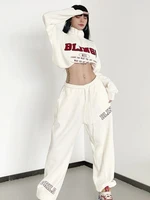 qweek y2k white joggers sweatpants women oversize korean streetwear letter print jogging sports pants harajuku trousers female