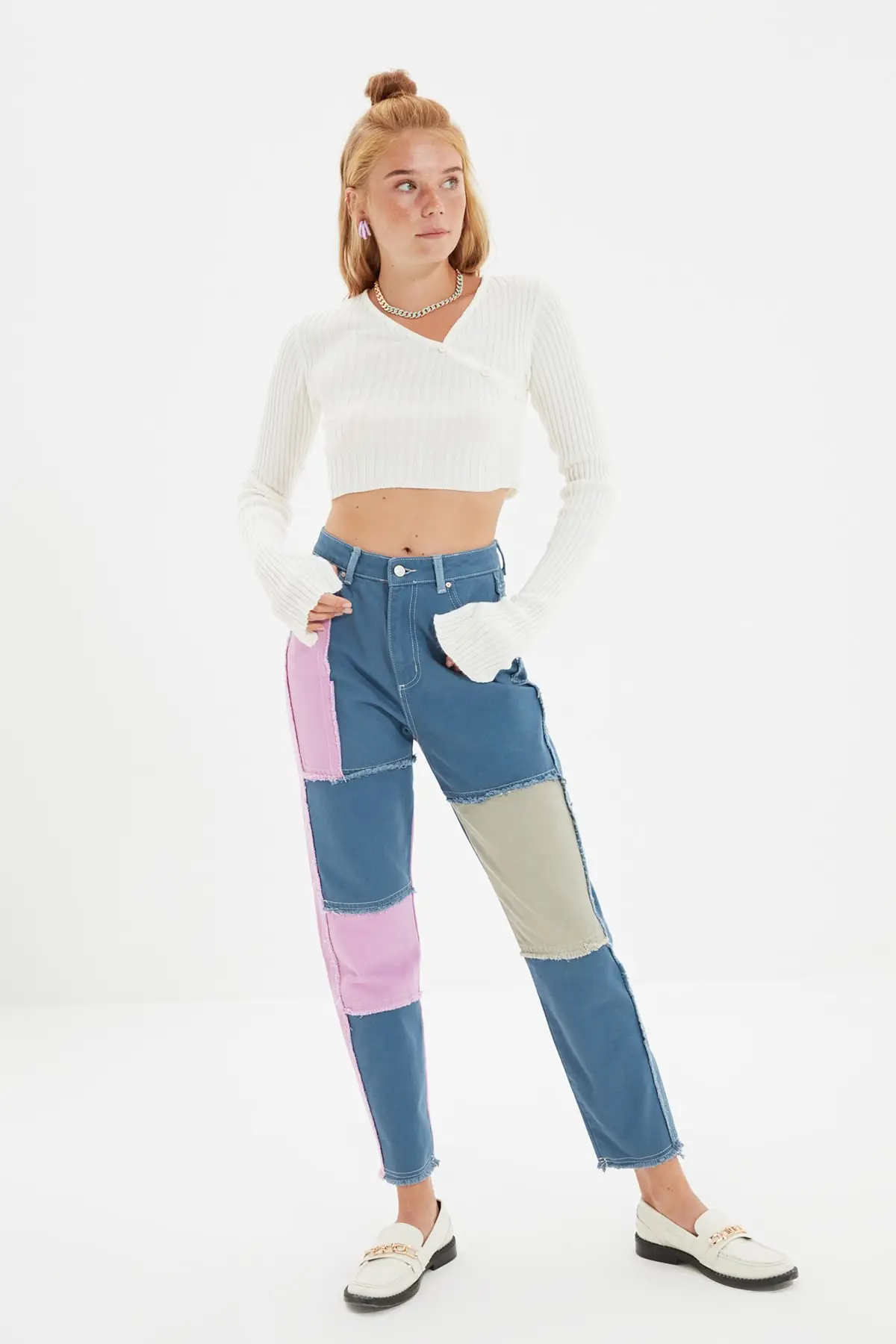 

Trendyol With Color Block High Bel Mom Jeans TWOAW22JE0427