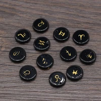 natural stones black agate round beads pendant for jewelry making diy necklace earring accessories healing gems charms gift12pcs