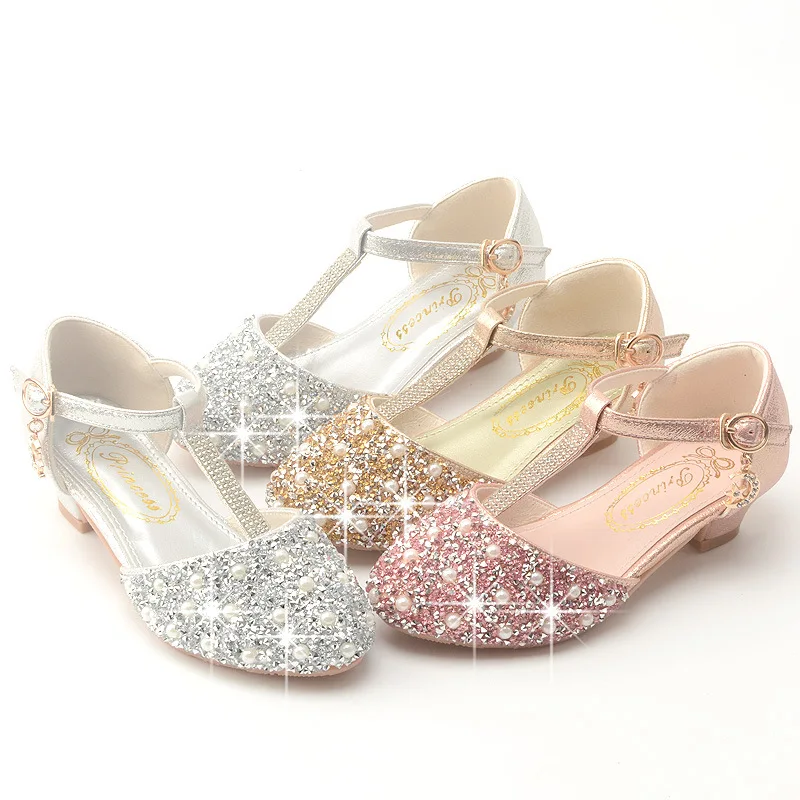 

Little Kids Girls Diamond Glitter Party Shoes Evening Pageant Wedding Child Princess Performance Crystal Shoes Classic Sandals