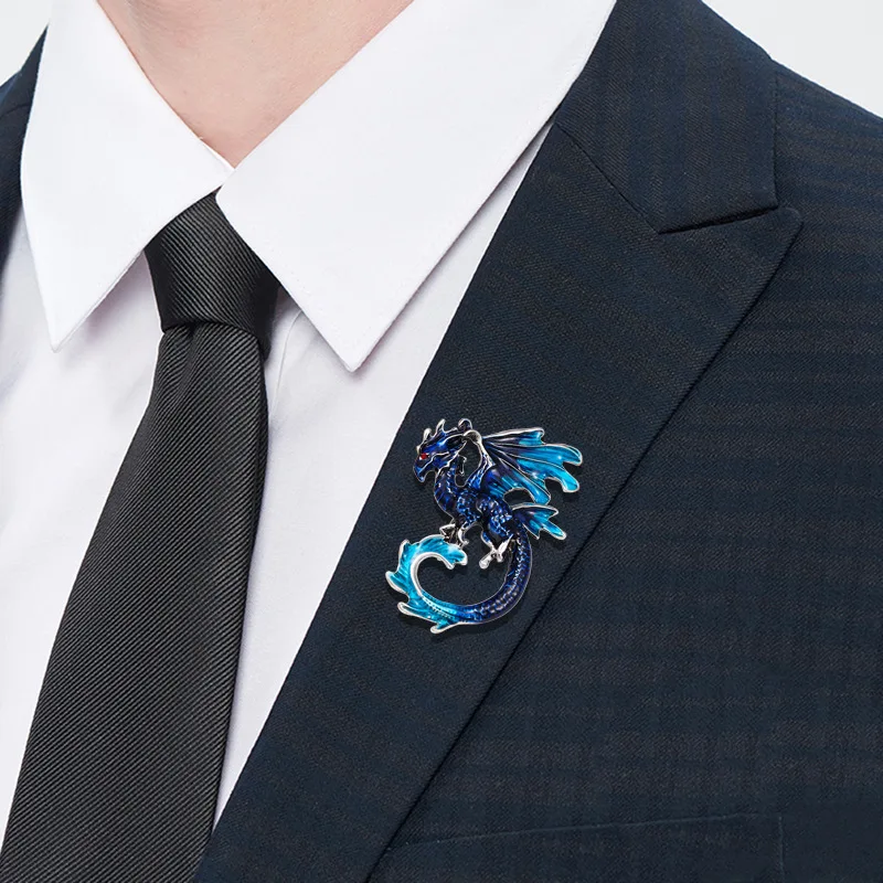 Винтажная эмалированная брошь в виде динозавра