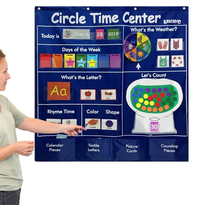 

Circle Time Learning Center Circle Learning Time Center Pocket Chart Calendar Heavy-Duty Kids Calendar For Letter Counting Rhyme