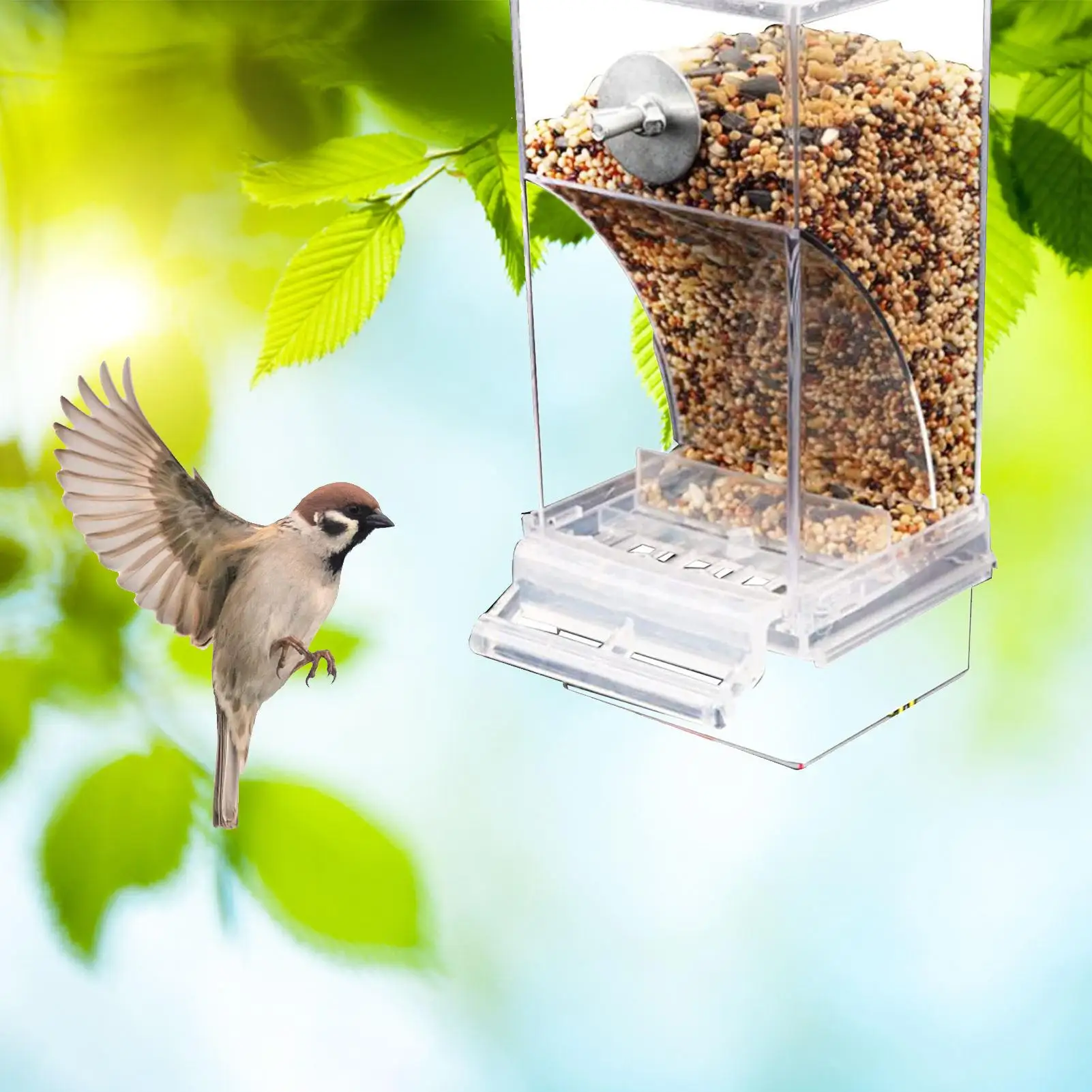 

Bird Feeders Automatic Parrot Feeder Drinker Acrylic Seed Food Container Cage Accessories Parakeets Cockatiels Lovebirds