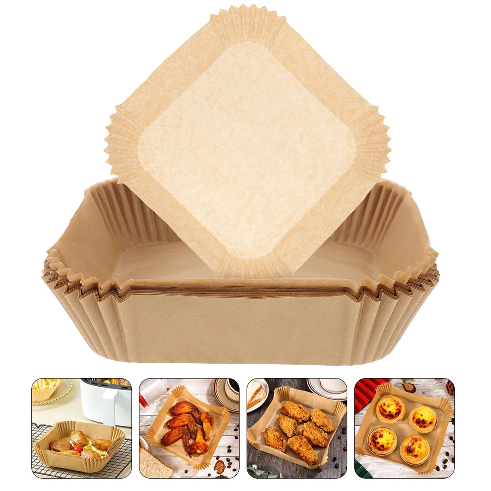 

100Pcs Air Fryer Paper Liner Paper Liner Cushion Non-stick Air Fryer Paper Pad