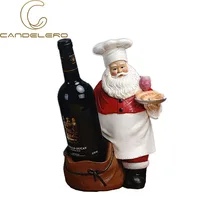 Wine Racks Standing Chef Christmas Statue Santa Claus Sculpture Bottle Holder Wine Shelf Stand Display Bar Basement Pantry Resin