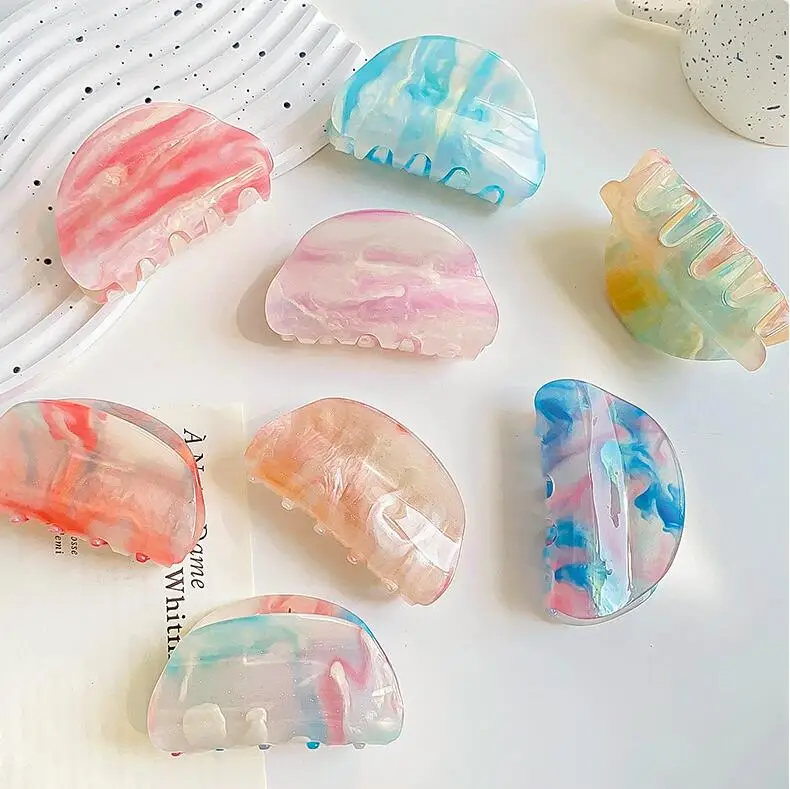 Ful Gradient Contrasting Colors Resin Hair Clips For Women Makeup Clip Magazine Modeling Headdress