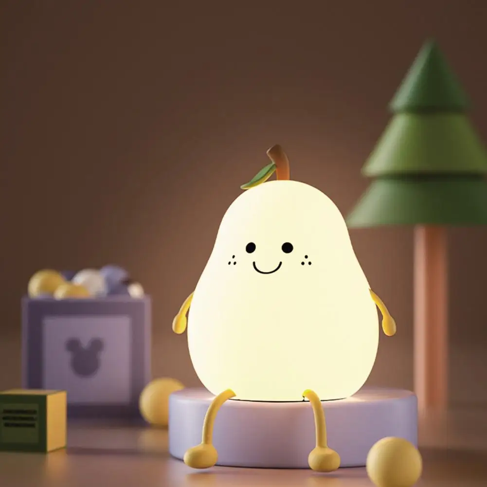 

Enhance Atmosphere Eye-catching Lovely Cartoon Pear Style Desktop LED Lamp for Household
