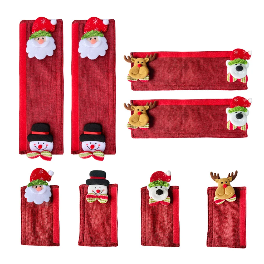 

8pcs Christmas Decorations for Kitchen Oven Microwave Dishwasher Door Handle Protector Cover Christmas Home Fridge