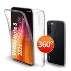 Противоударный чехол-бампер для Xiaomi Redmi Note 8, 8, 8T, 8 Pro, 8 Pro, 8, 8 Pro, 8 Pro, 8, 8 Pro, силиконовый прозрачный, двойной, 360
