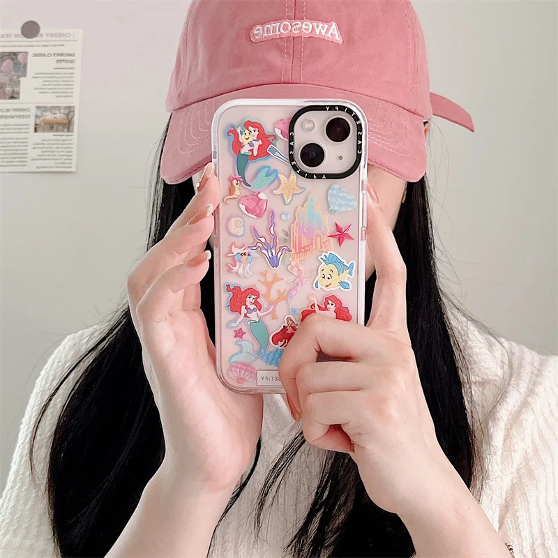 

Disney Princess Mermaid Quicksand Glitter Phone Cases For iPhone 13 12 11 Pro Max XR XS MAX X Back Cover