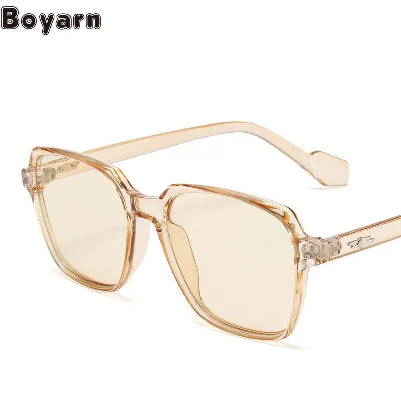 

Boyarn Shades Same Plain Shade Sunglasses Korean Version Large Frame Rice Nail Decorative Glasses Personality Square Simple Sung