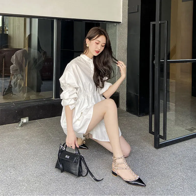 2023 Same Style Star Womer 's Sandals Rivet Low Heels Classic Pointed High Heels Fashion Pumps Comfortable Casual Women's Shoes