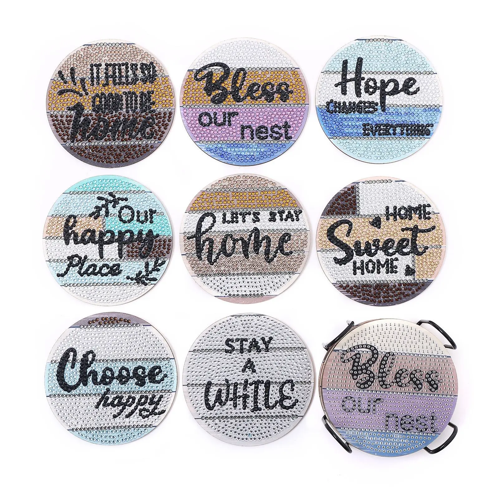 8 шт. круглая деревянная термоизоляция в горошек