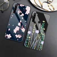leaf flower tempered glass case for xiaomi redmi note 6 7 8 9 pro 10 5g 10t 5g 9t s2 5 plus 6a 7a 8a 9a 9c 9t poco f3 fundas