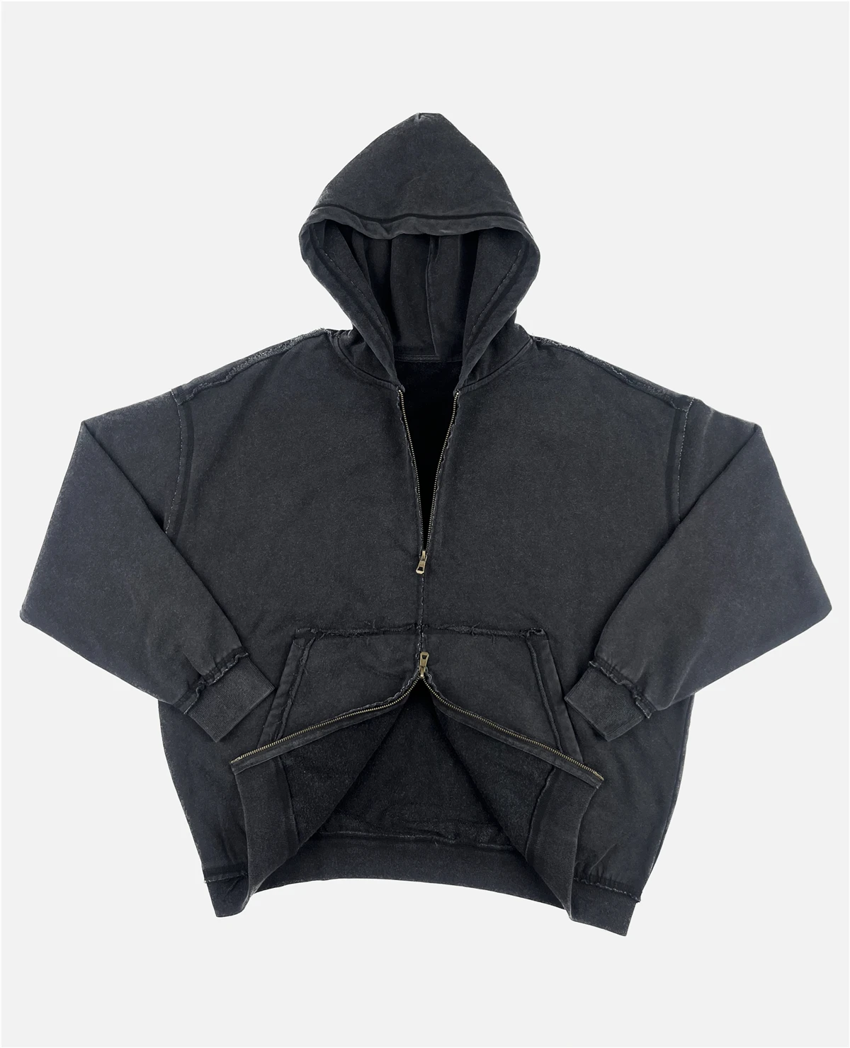 Винтажная черная двухсторонняя толстовка на молнии в стиле оверсайз Мужская