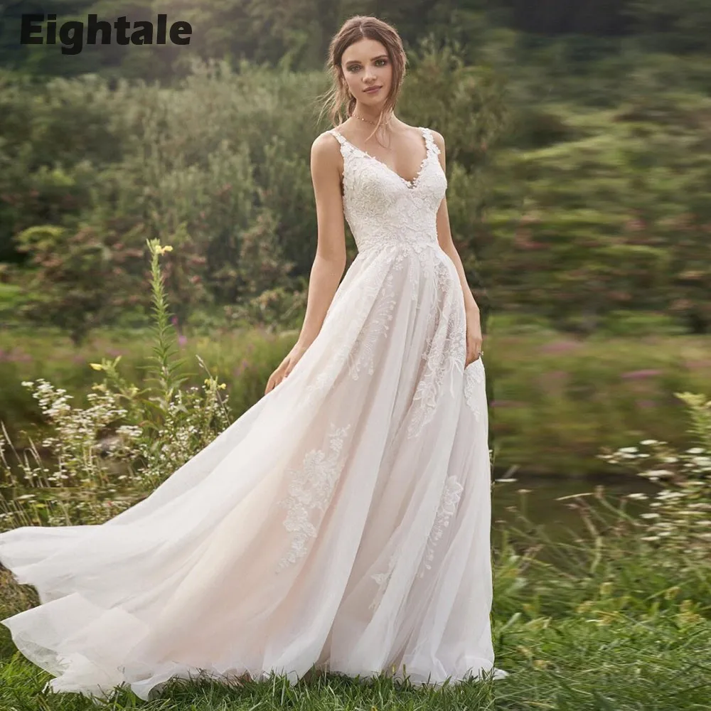 Eightale элегантное свадебное платье по индивидуальному заказу с v-образным вырезом