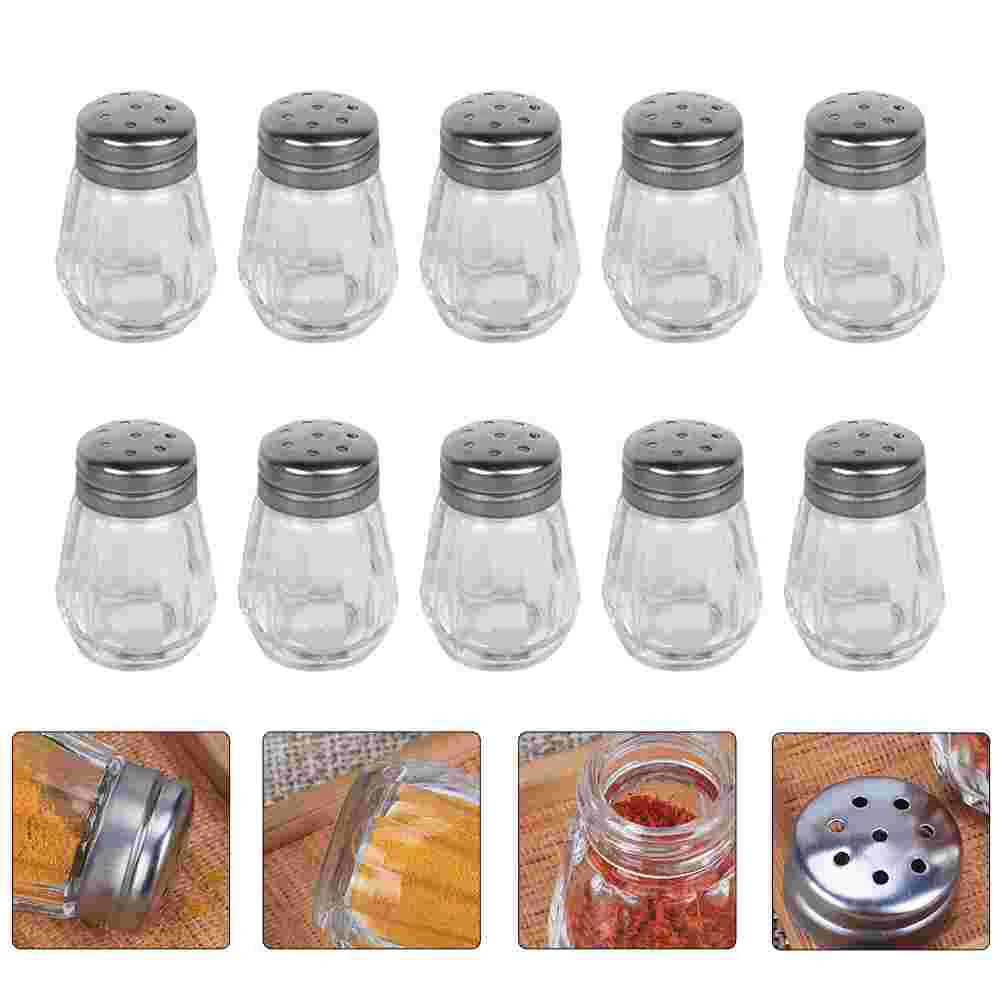 

10pcs Bottles Seasoning Pot Jar Glass Seasoning Bottle Spice Jar Coffee Powder Dredger Peppercorn Jar
