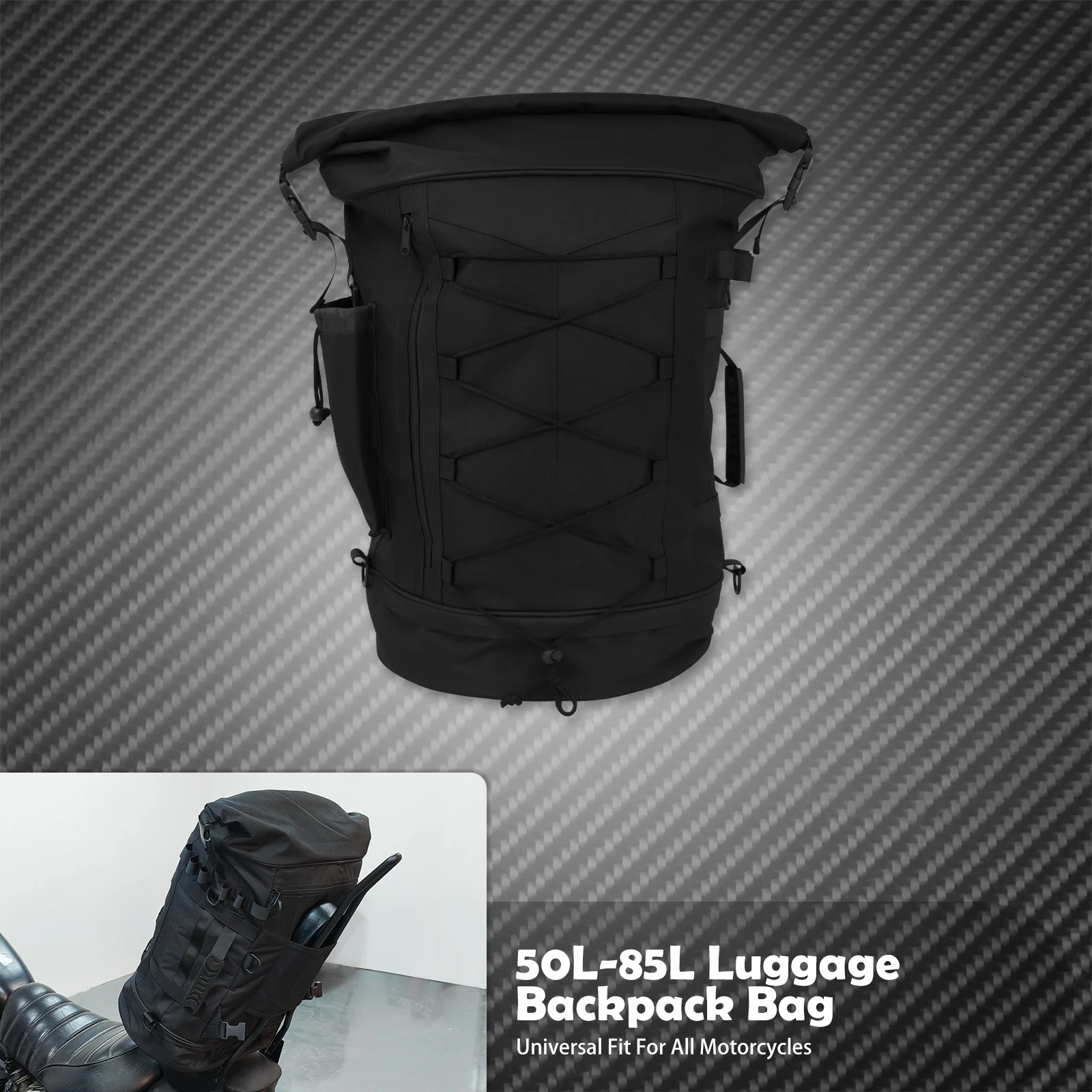 

Мотоциклетный рюкзак 50L-85L, сумка на спинку Sissy Bar с ремнями, расширяемая сумка для багажника, универсальная для большинства мотоциклов