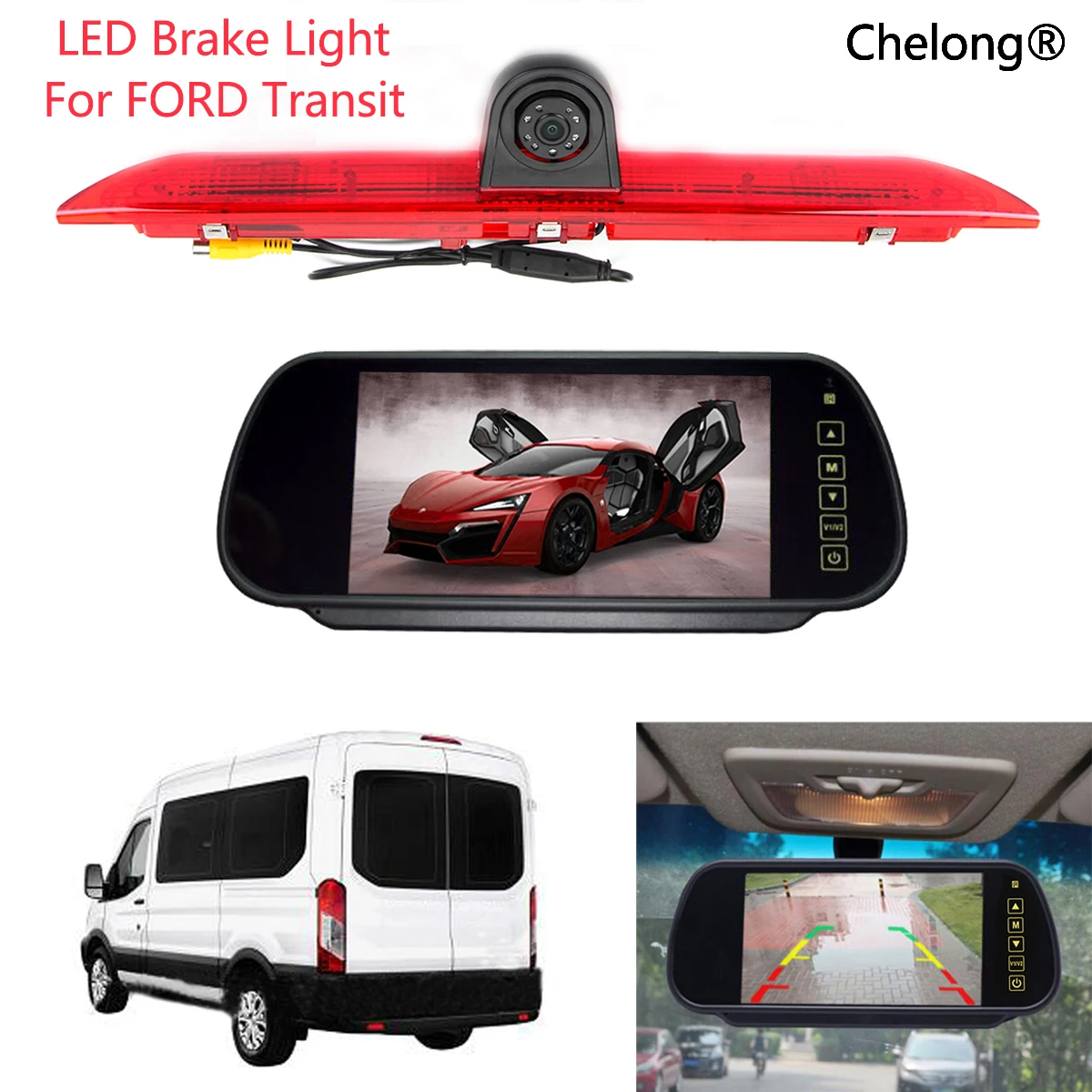 

Автомобильная камера заднего вида с стоп-сигналом для Ford Transit Custom 2012-2015, камера заднего вида с ночным видением HD, водонепроницаемая