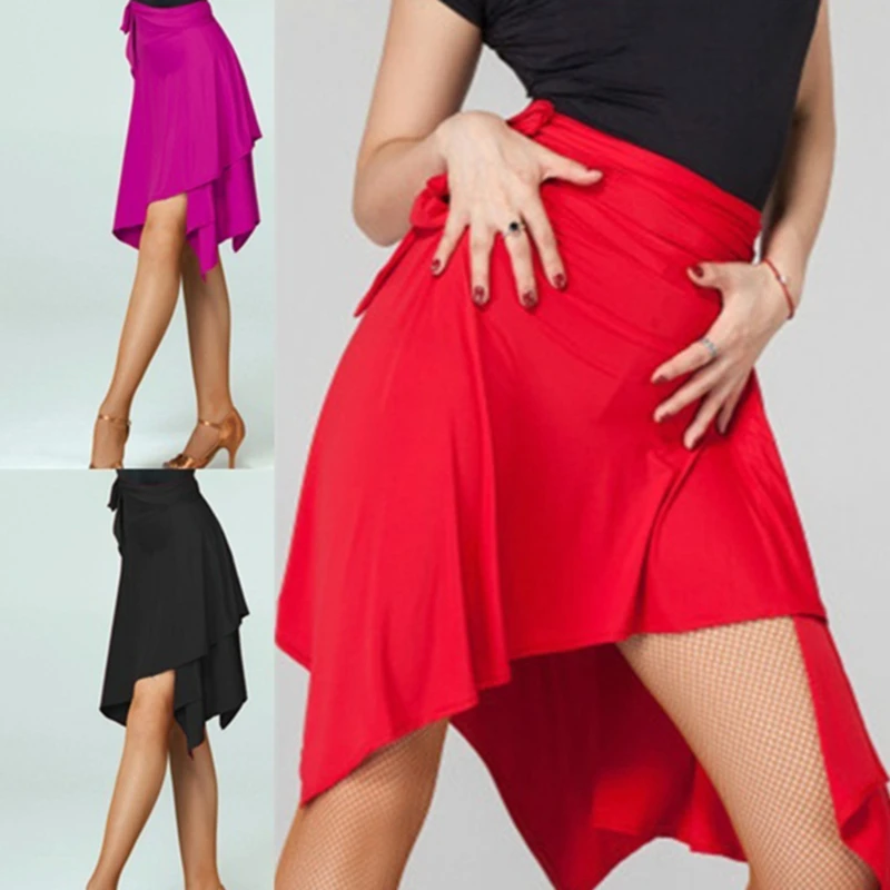 

Женская юбка для латиноамериканских танцев, черная, фиолетовая, красная профессиональная юбка для танцев, дешевая сценическая юбка для взрослых, юбка для латиноамериканских танцев