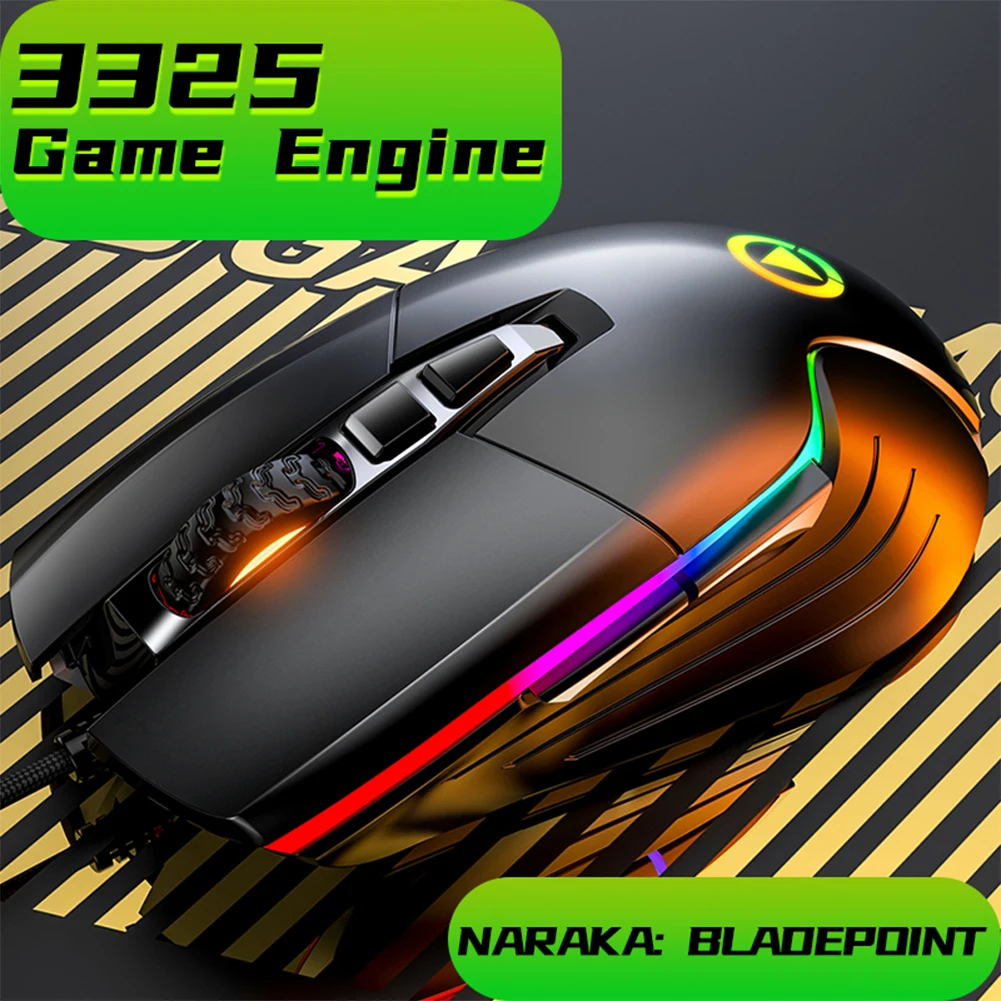 

G13 Mechanical Wired Gaming USB Mouse 7-Button Mute 10000DPI Luminous Macro E-sports PUBG FPS Game Mice for Laptop PC