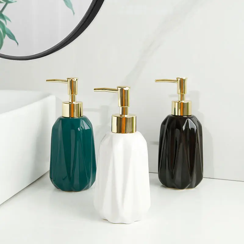 

Ceramic Lotion Bottle Hand Sanitizer Press Bottle Light Luxury Ceramic Sub-bottle Lotion Shower Gel Bottle Bathroom Supplies