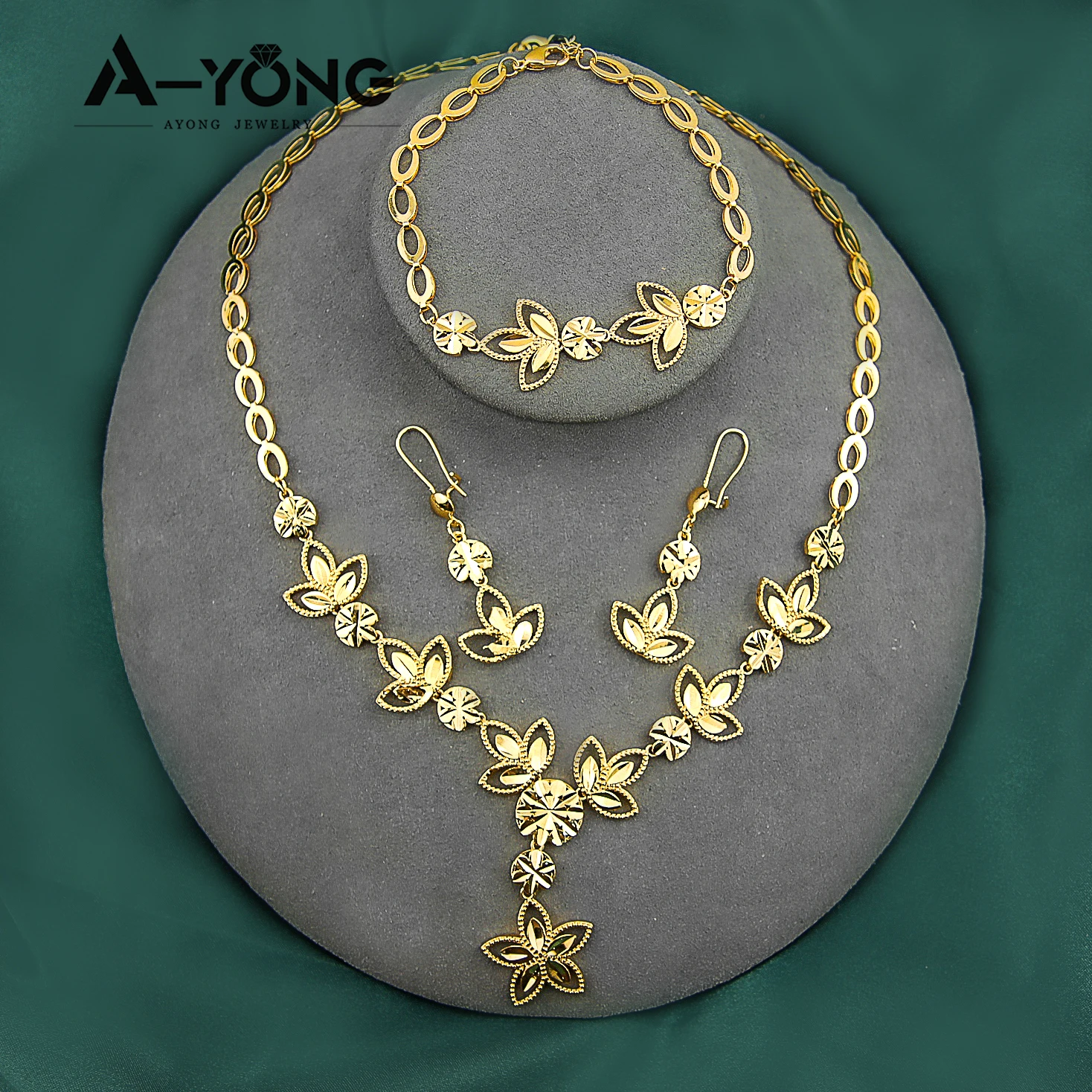 

AYONG Dubai Wedding Necklace Set 21k Glold Plated African Arab Jewelry Sets Women Full Jewelry Luxury Bridal Party Accessories