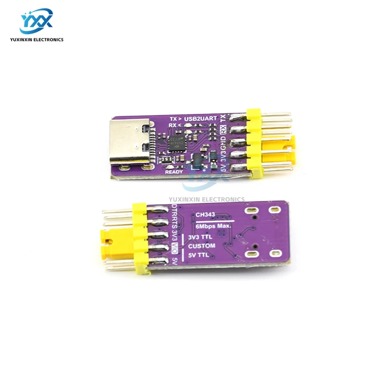 Фото Модуль USB-трансивер CH343P (1/3/5/10 шт.) с интерфейсом Type-C, 6 Мбит/с, 5В/3.3В, TTL UART для отладки, прошивки и загрузки (замена CH340) №4