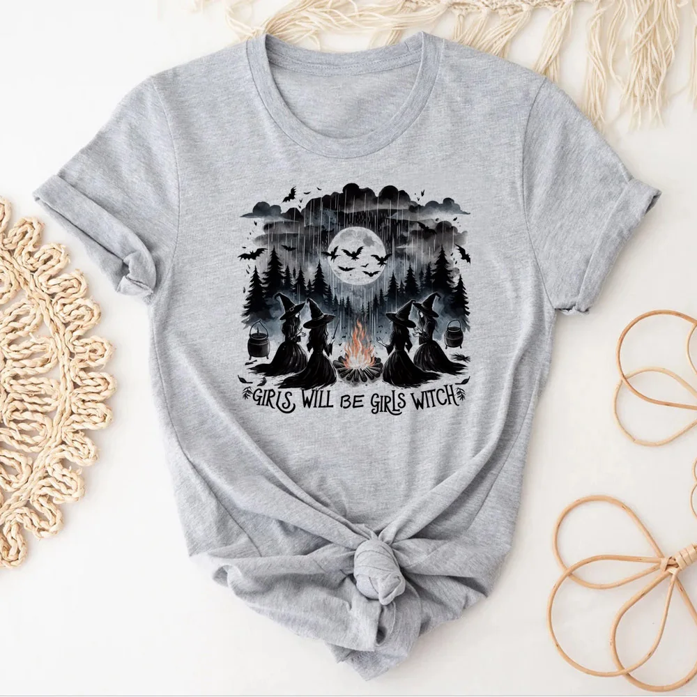 Фото Футболки для девочек Will Be Girls Witch, женские дышащие уличные футболки 80-х годов в стиле панк, эстетичная футболка в стиле ретро 2000-х годов, пастельные, удобные №5