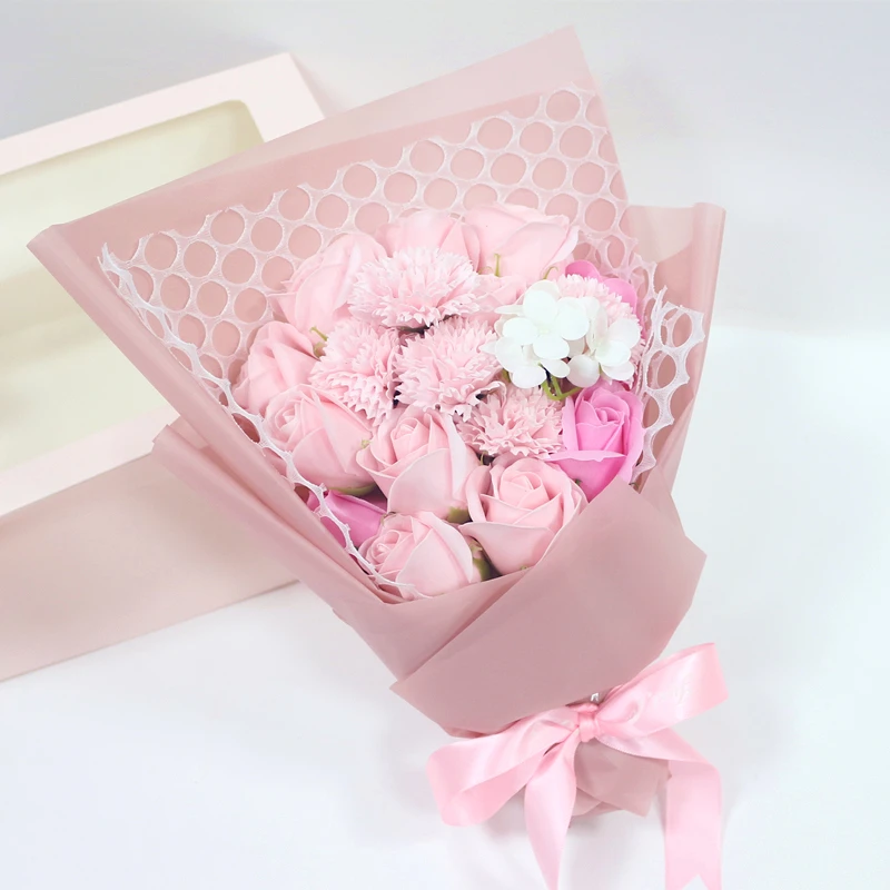 

Artificial Flowers Bouquet Pink Rose Soap Flowers Rose Fake Flower for Wedding Party Decoration Valentines Day Birthday Gifts
