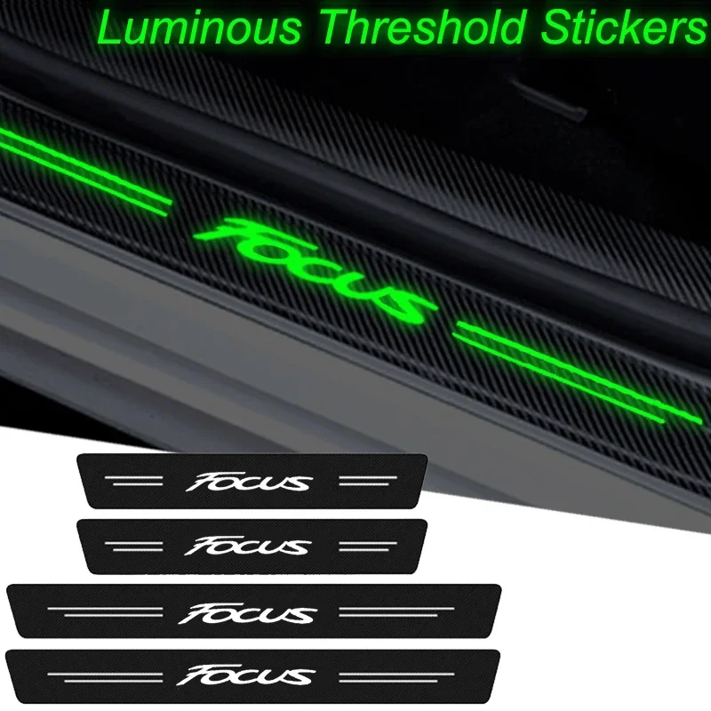 Светящиеся пороги багажника автомобиля защита педали углеродное волокно для Ford