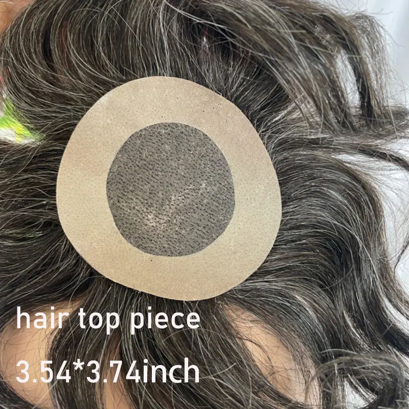 Customized Human Hair Top Piece For Men Toupee Mono Lace With PU Around Small Top Men's Wig 3.54x3.74 Toupee Hair Men Cheap