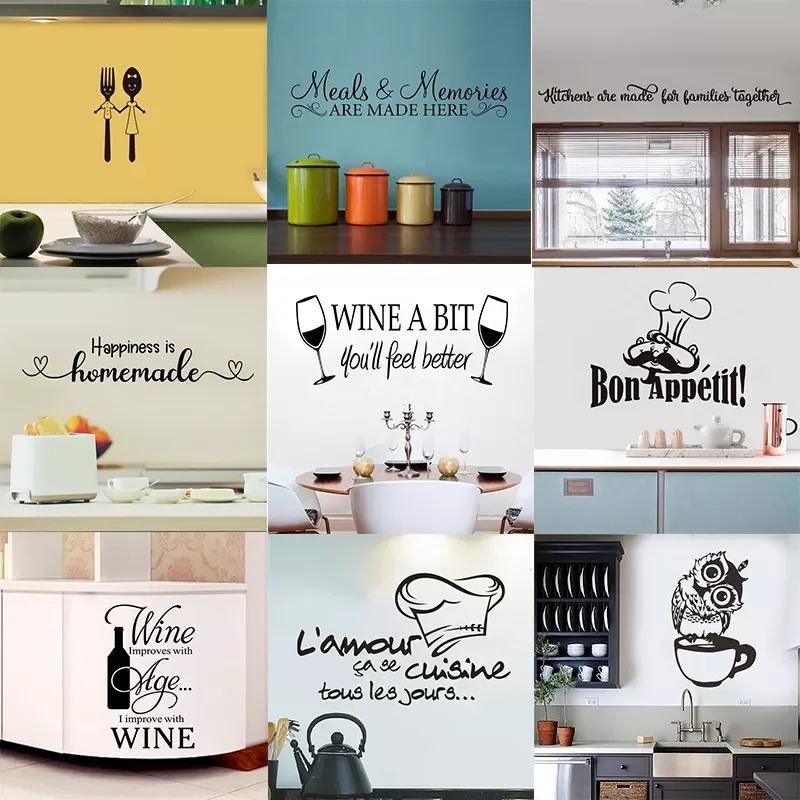 

styles Coffee Wall Stickers Vinyl Wall Decals Kitchen Stickers English Quote Home Decorative Stickers PVC Dining Room Shop
