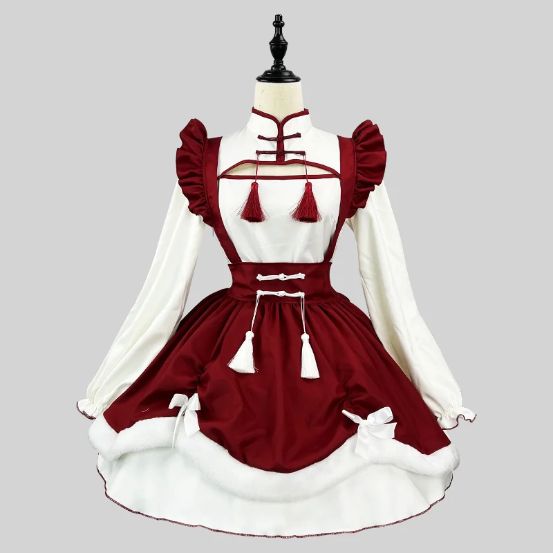 

Anime Lolita Maid Costume Cosplay Kawaii School Girl Party Maid Role Play Animation Show Plus Size Long Sleeve Apron Maid Outfit