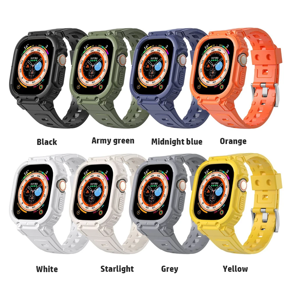 Case Strap For Apple Watch Ultra Series 7 8 41mm 45 mm SiliconeSmartwatch Band For Apple Watch Band se 5 6 40mm 44mm Bracelet