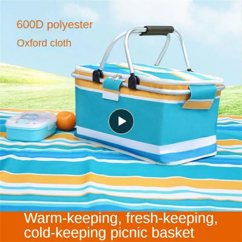 

Picnic Basket Green White Wear-resistant And Durable Insulated Picnic Basket Blue And White Large Capacity Insulation Package
