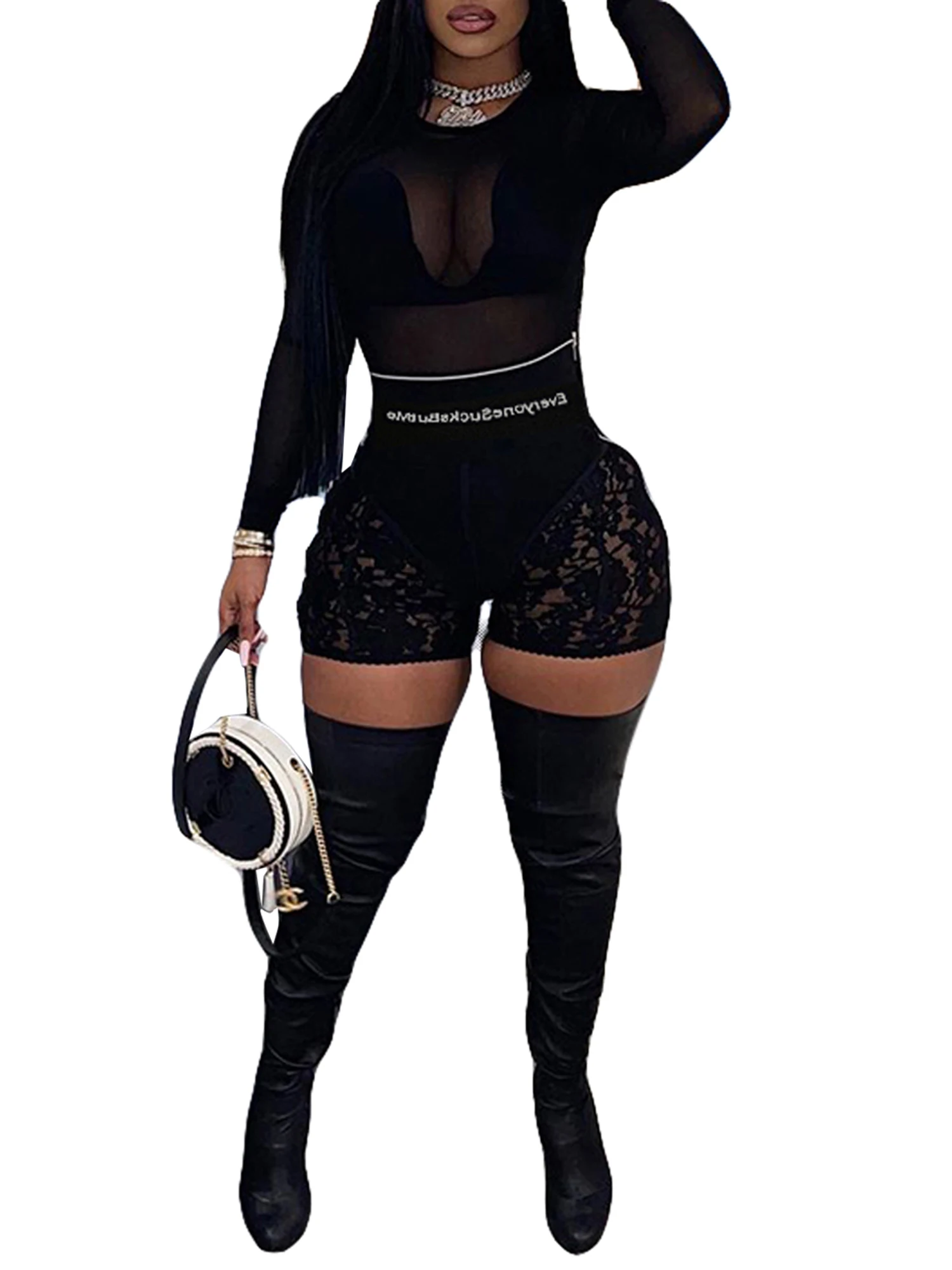 

Elegant Floral Lace Hollow Out Bodycon Pants Set with High Waist for Women s Summer Fashion